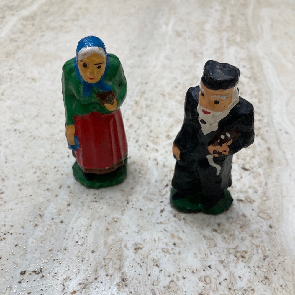 Antique Toy Figurines, Old Man and Women